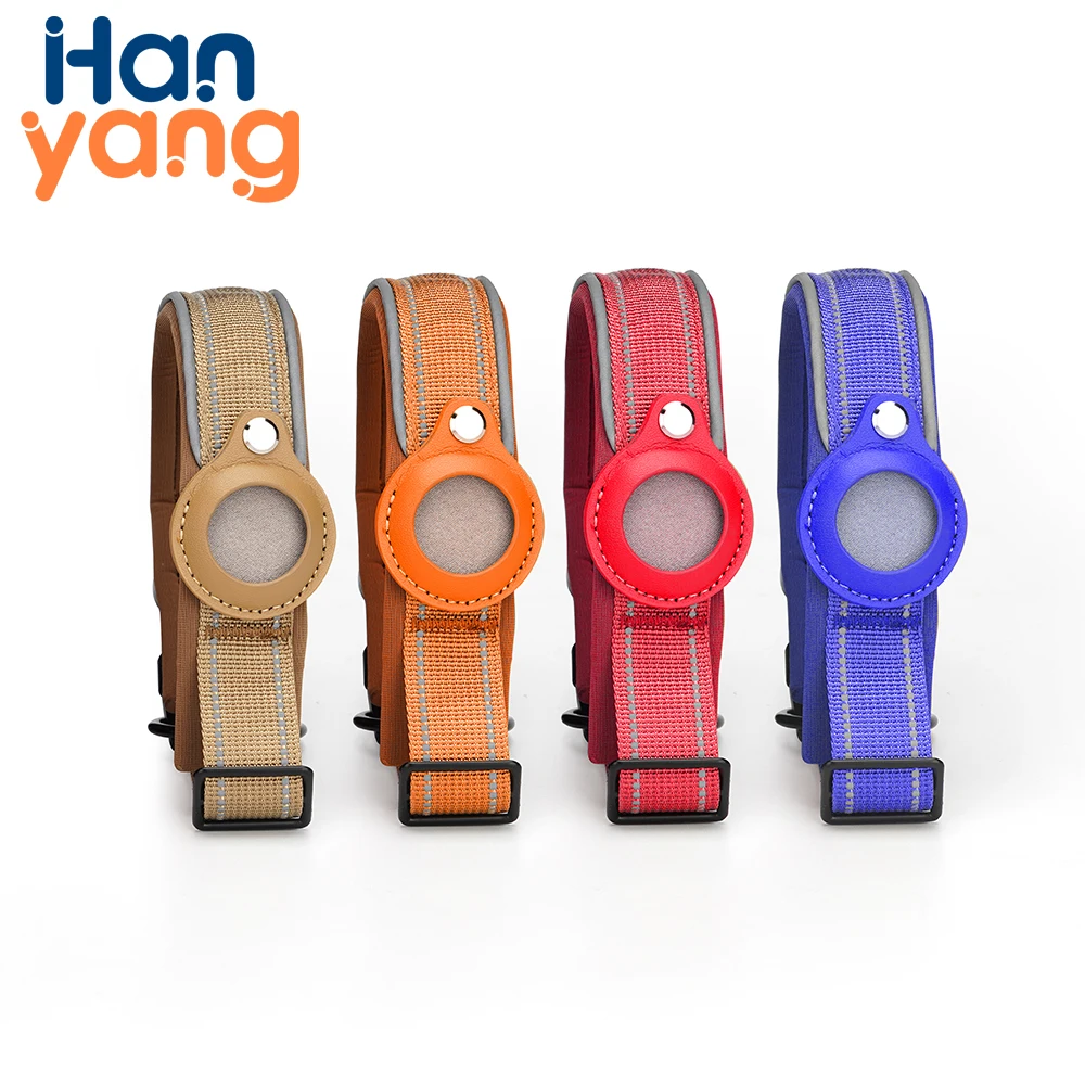 Hanyang OEM пользовательские аксессуары для домашних животных нейлоновый светоотражающий Регулируемый Gps тяжелый тренировочный трекер Airtag ошейник собак и кошек
