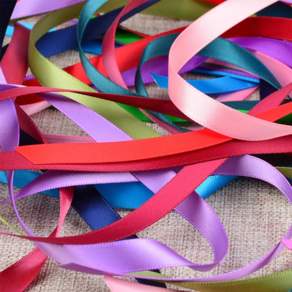 Satin Ribbon Rainbow Double Face RIBBONS 100% Polyester Pure Silk Satin Ribbon Customized Color Decoration 1000 Yards 6MM Width