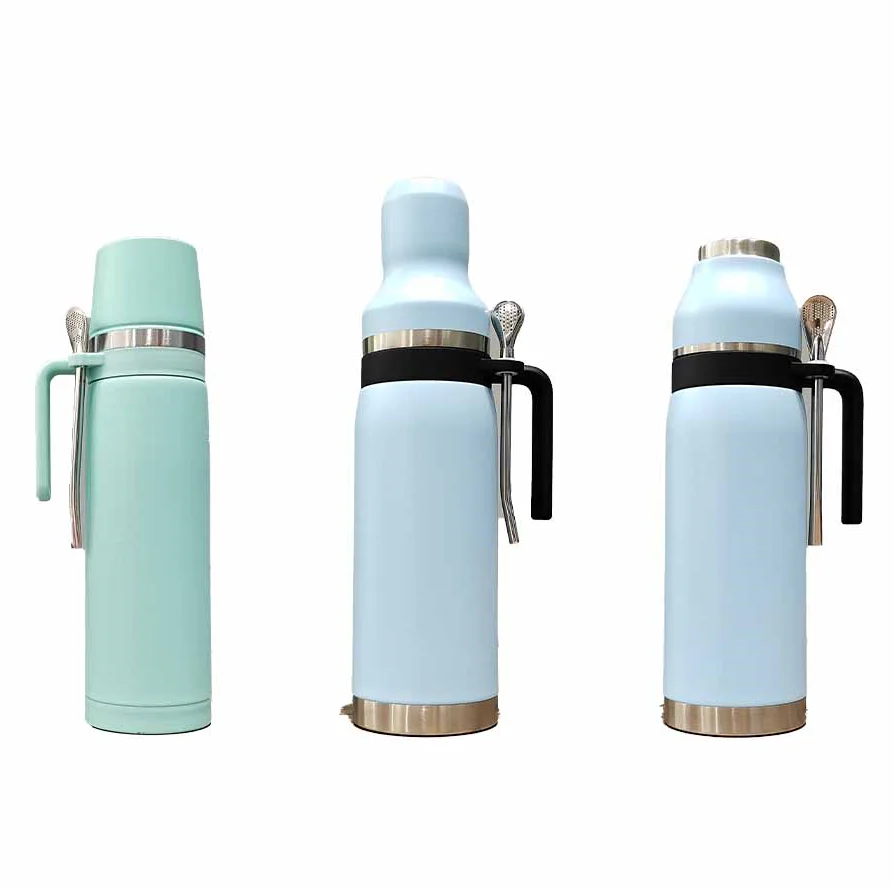 Newest development 1.0L two-in-one mate thermos Vacuum insulated Yerba mate thermos bottle with SS mate cup lid and bombilla