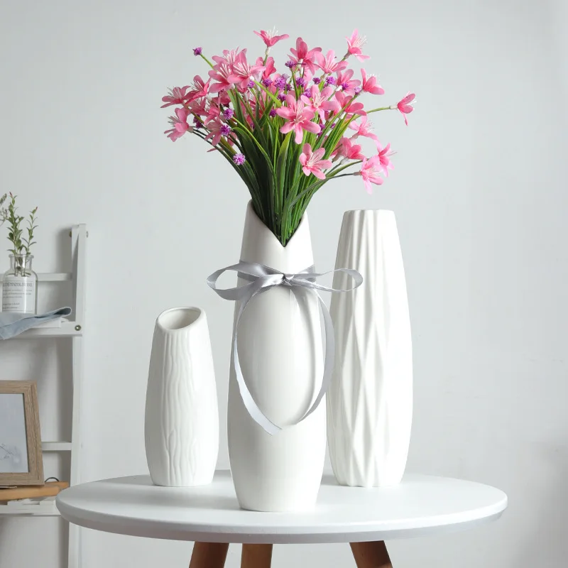 Wholesale Ceramic jade vases creative modern white minimalist for home living room decorations hydroponic flower arrangement