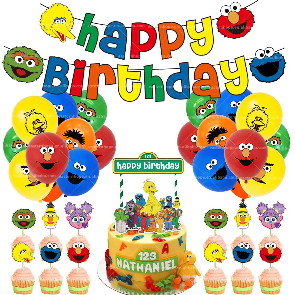 
Sesame-Street Birthday Party Decoration Kit, Banner Balloons Kids Elmo Birthday Party Supplies 