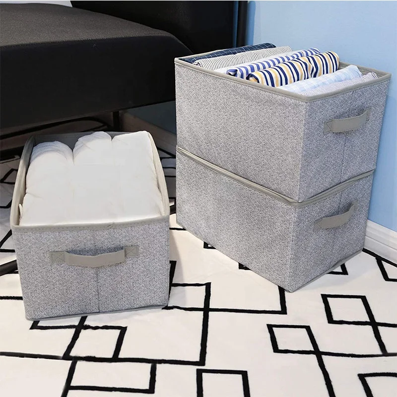 Fabric Closet Organizer Shelf Cube storage Box with Handles collapsible Home Office Storage Baskets for clothes