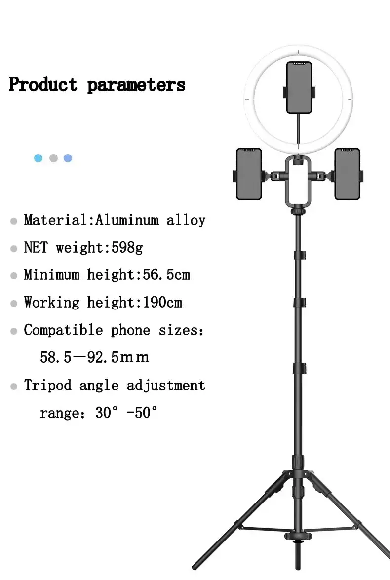 360 rotary clip network popular live streaming 1.9-meter photography live streaming expandable aluminum alloy floor stand