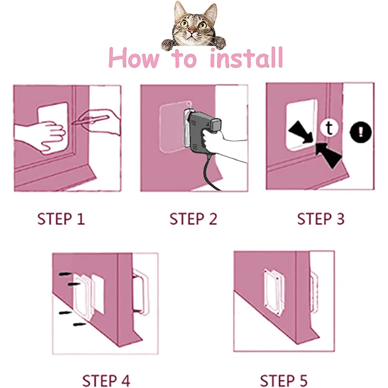 Weatherproof Pet Door 4 Way Locking Cat Flap Door for Interior Exterior