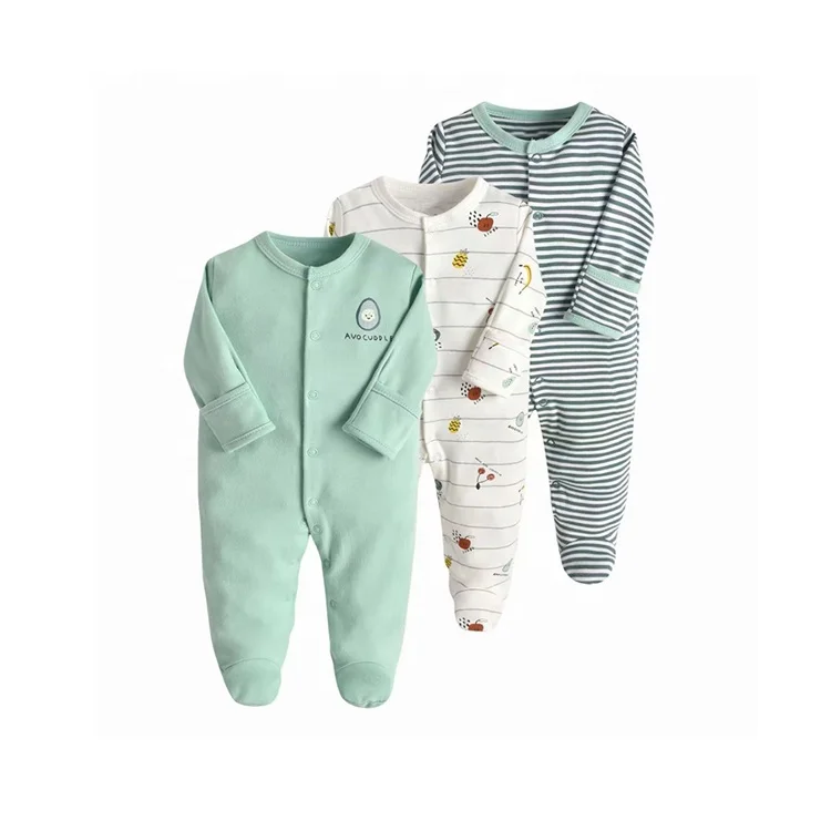 3 PCS wholesale infant Wrap foot Long sleeve bodysuit Autumn Newborn jumpsuit baby clothes pajama one piece