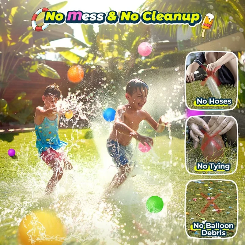 Soppycid Silicone Balloon Summer Refillable Self Sealing Magic Reusable Water Balloon For Quick Easy Reusable Water Bombs Ball