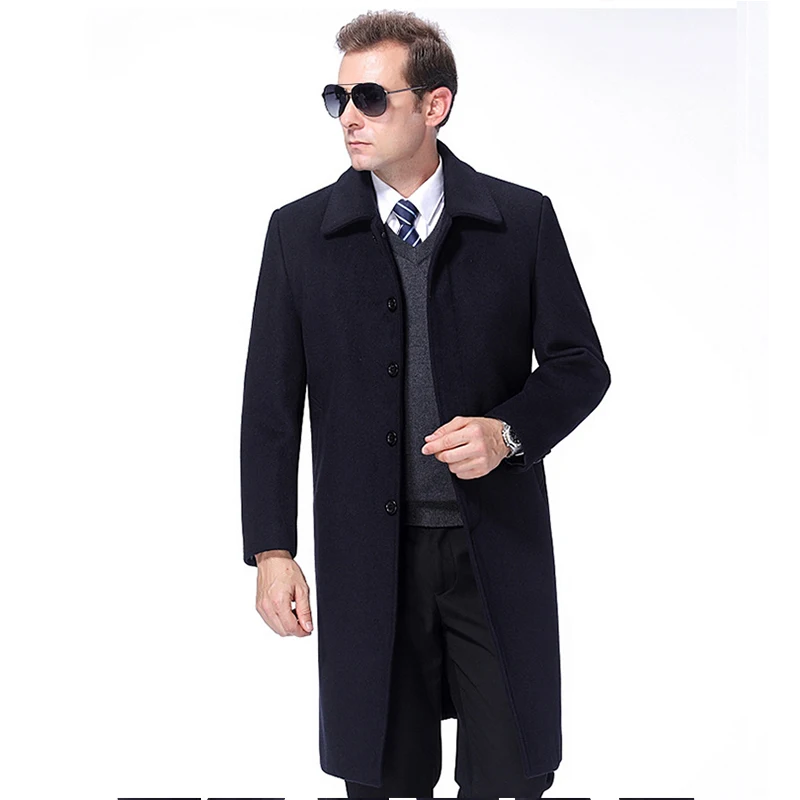 Autumn and winter plus velvet thick cashmere jacket large size coat middle-aged business casual woolen suit coat