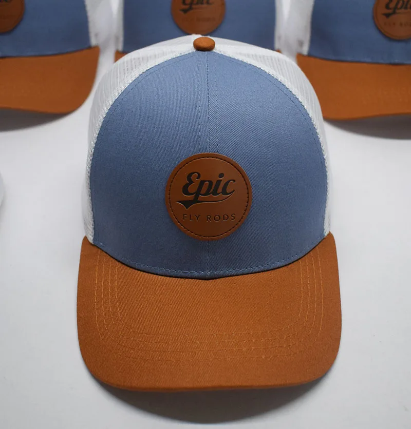 Hot Selling Brand Quality Custom Leather Patch Logo Pre Curved Brim Snap Back Gorras Mesh Baseball Sports Hat Trucker Caps