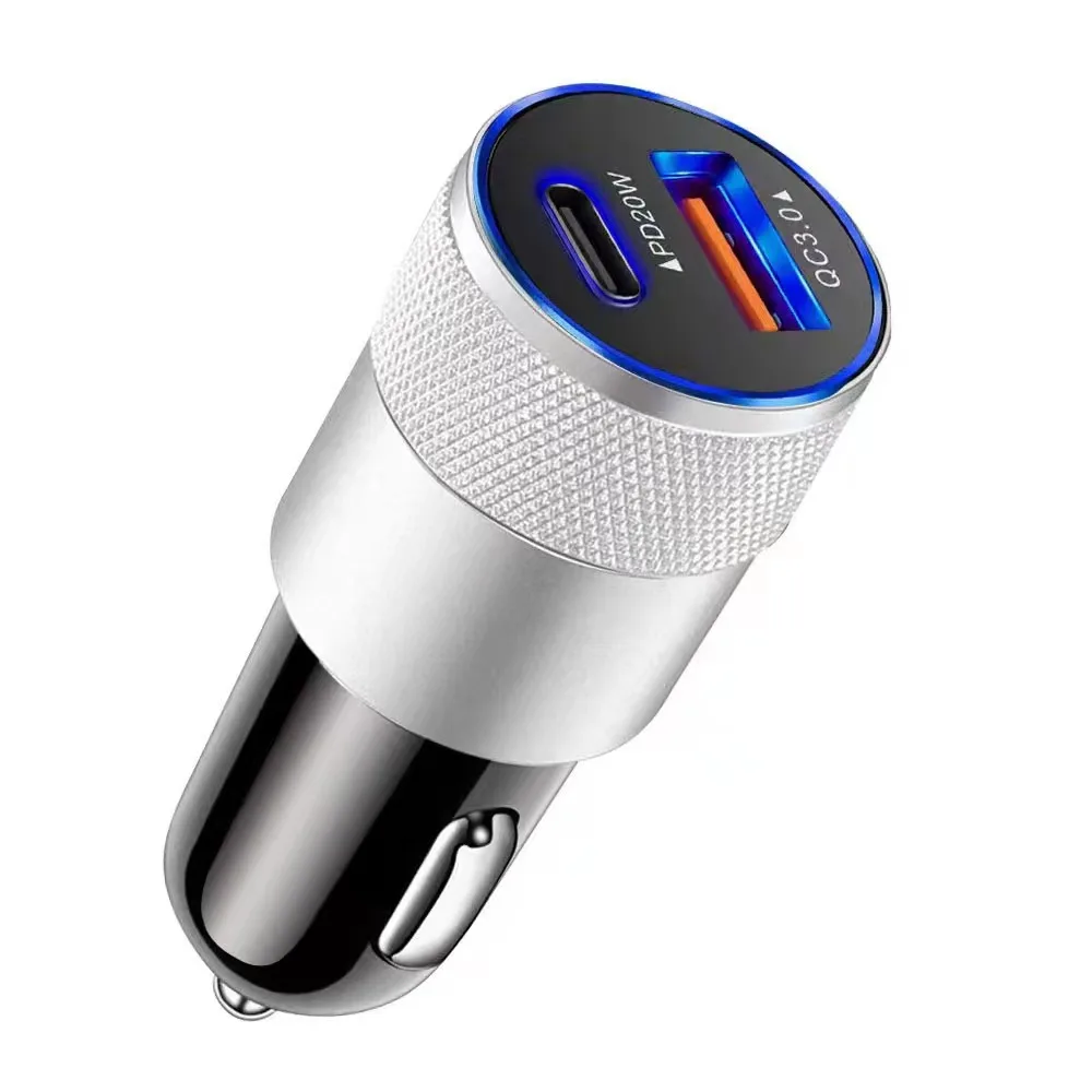 Aluminum Alloy Car Charger Universal USB With PD Fast Charging USB C 3.1A Car Adapter For mobile phone