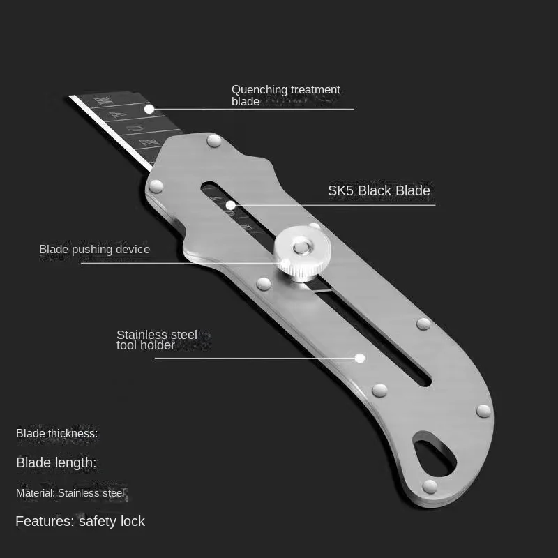 Factory Wholesale Heavy Duty All-Steel DIY Art Paper Knife Large Stainless Steel Blade with Safety Features Box Included