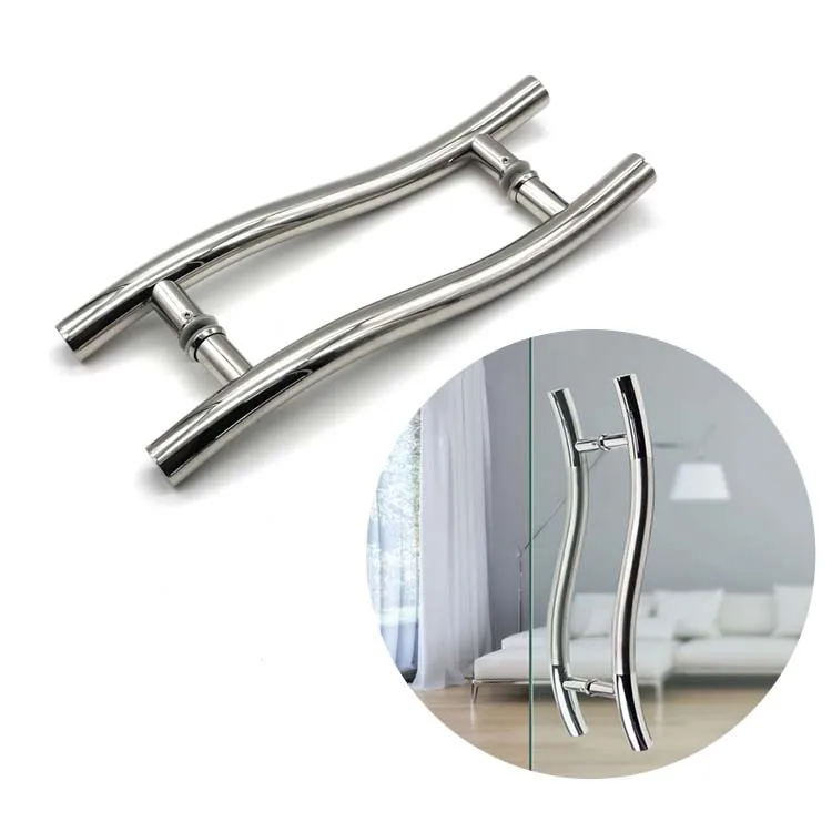 S type main glass door handles interior and commerical shower door handle glass round tube and large glass door pull handles