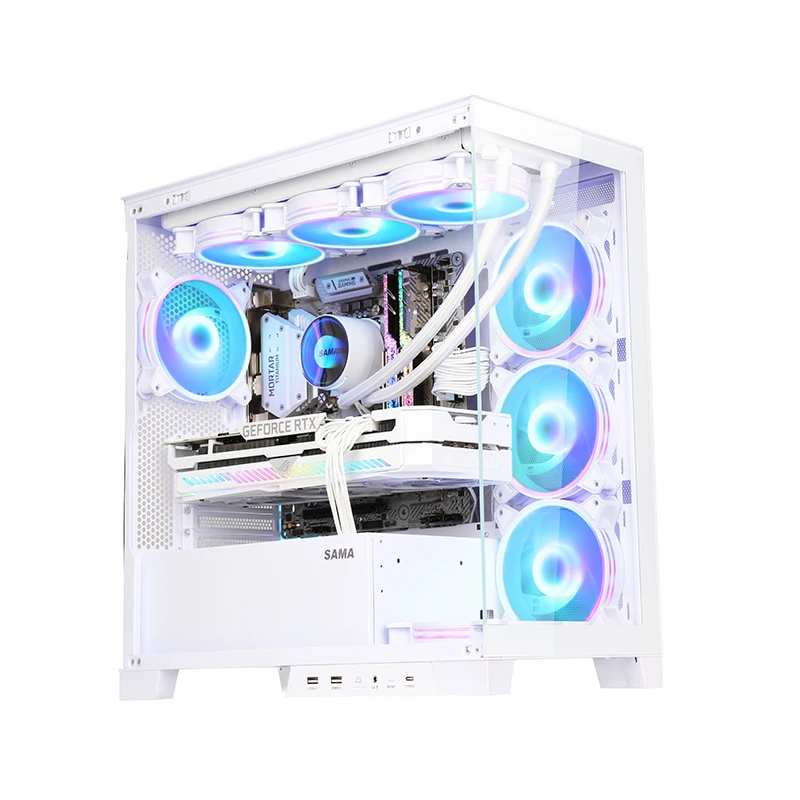 SAMA fast removable side panel desktop cases 360mm liquid cooler computer cases 40series GPU pc case