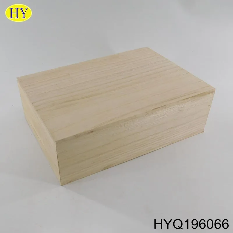 Custom Natural Unfinished Wood Packaging Box With Lift Lid