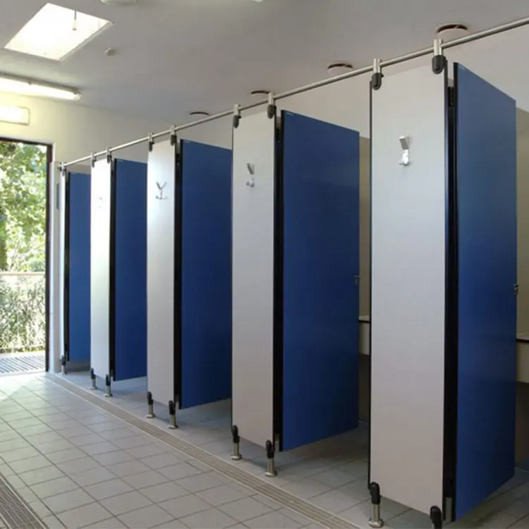 phenolic core Waterproof hpl toilet cubicle WC partitions system floor mounted overhead braced toilet dividers partition