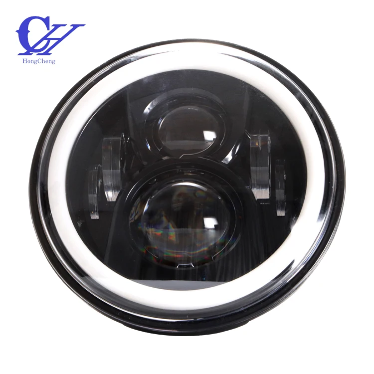 Round Angle Eye LED Car Headlight Colorful 7 inch LED Headlight For Jeep Driving Light