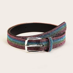 Modern style women rainbow rhinestone belt fashionable multicolor acrylic women belt