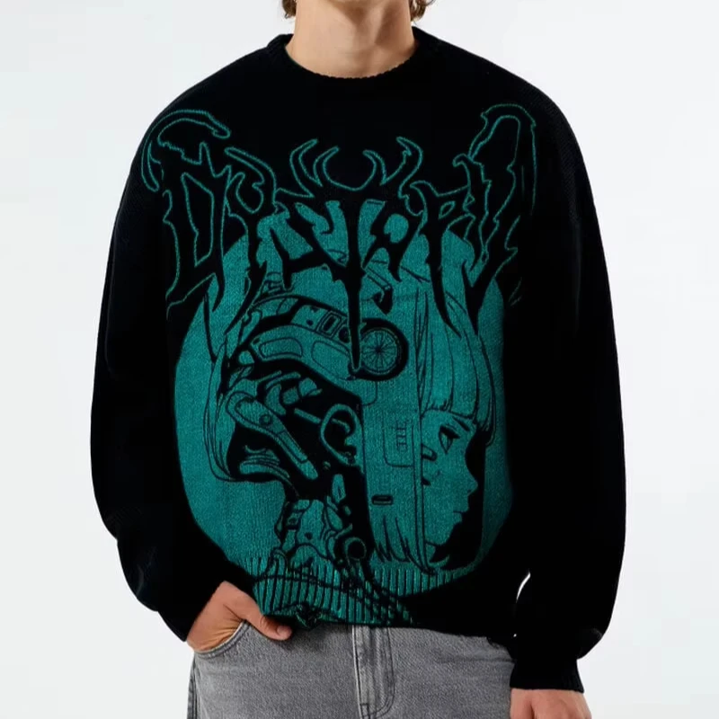 Cropped Sweater men  pullover Jacquard Pattern knitwear winter crewneck knitted cotton designer custom knit sweater