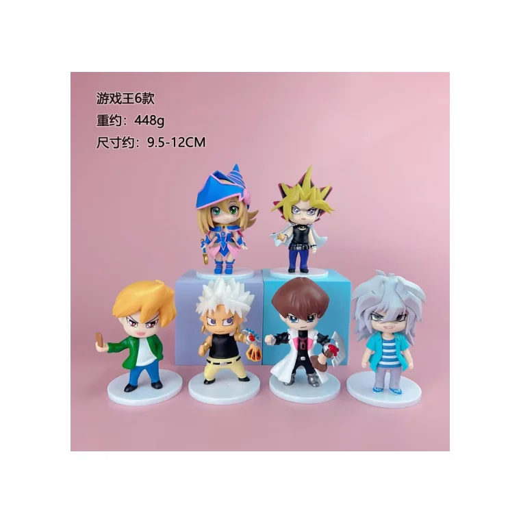 6pc/set 9.5-12cm Yu Gi Oh Action Figure Cartoon Yugi Muto Black Doll Anime Figure Toy Model Cute PVC Statue Ornament
