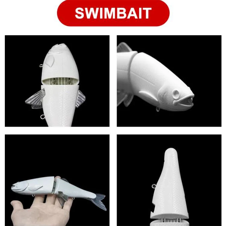 Factory Wholesale Big Size  200mm 90g Free Sample Jointed Bait Unpainted Glide Bait Swimbait With Rubber Tail