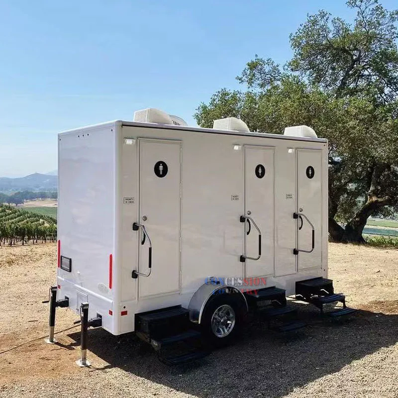 3 Station Mobile Luxury Toilet Trailer Portable Toilet Trailers Restroom Trailers