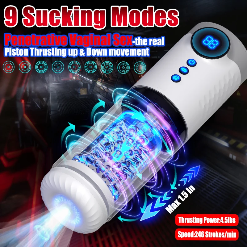 Adults Piston Automatic Rotation Masturbator Telescopic Male Masturbator Vagina Masturbation Equipment Sex Toys for Men