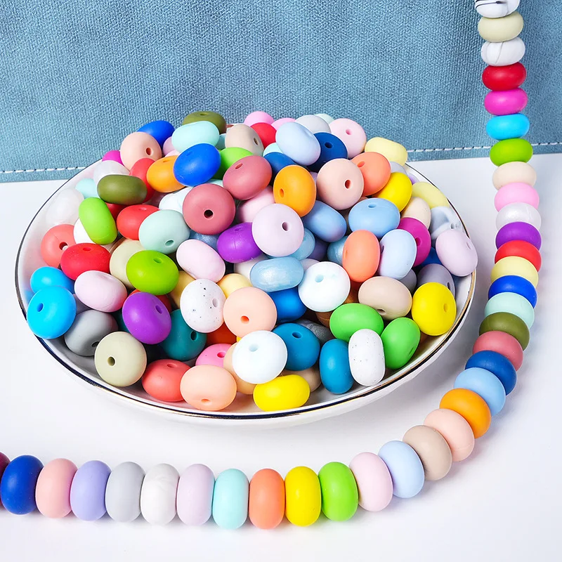Wholesale 14mm Abacus Silicone Lentil Beads Soft PVC Pacifier Keychains Custom Silicone PVC Beads
