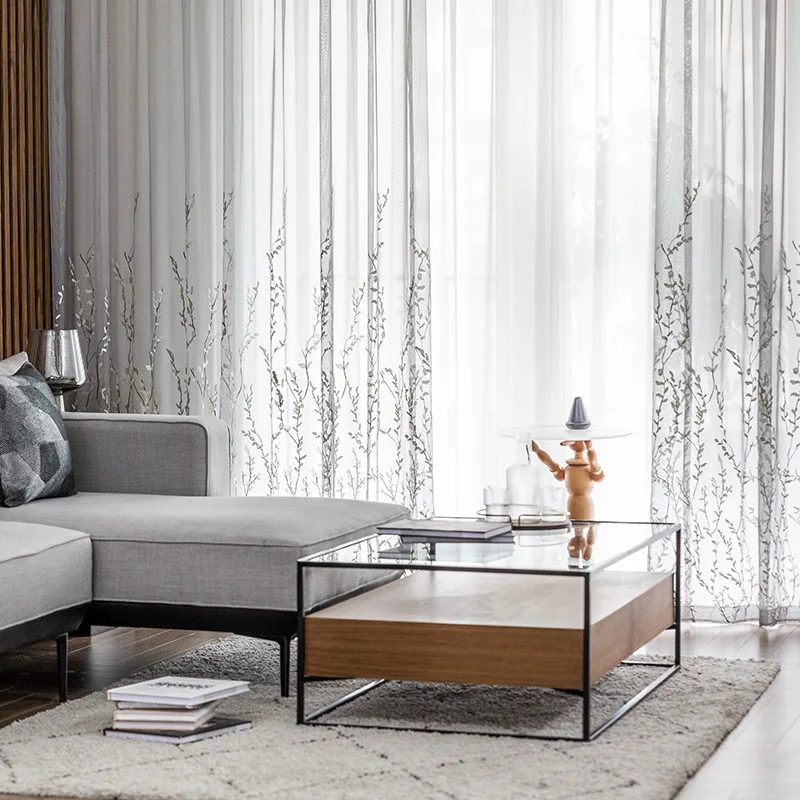 
Wholesale Window Curtains Screening Blackout Sunscreen Embroidery Fabric Curtain 