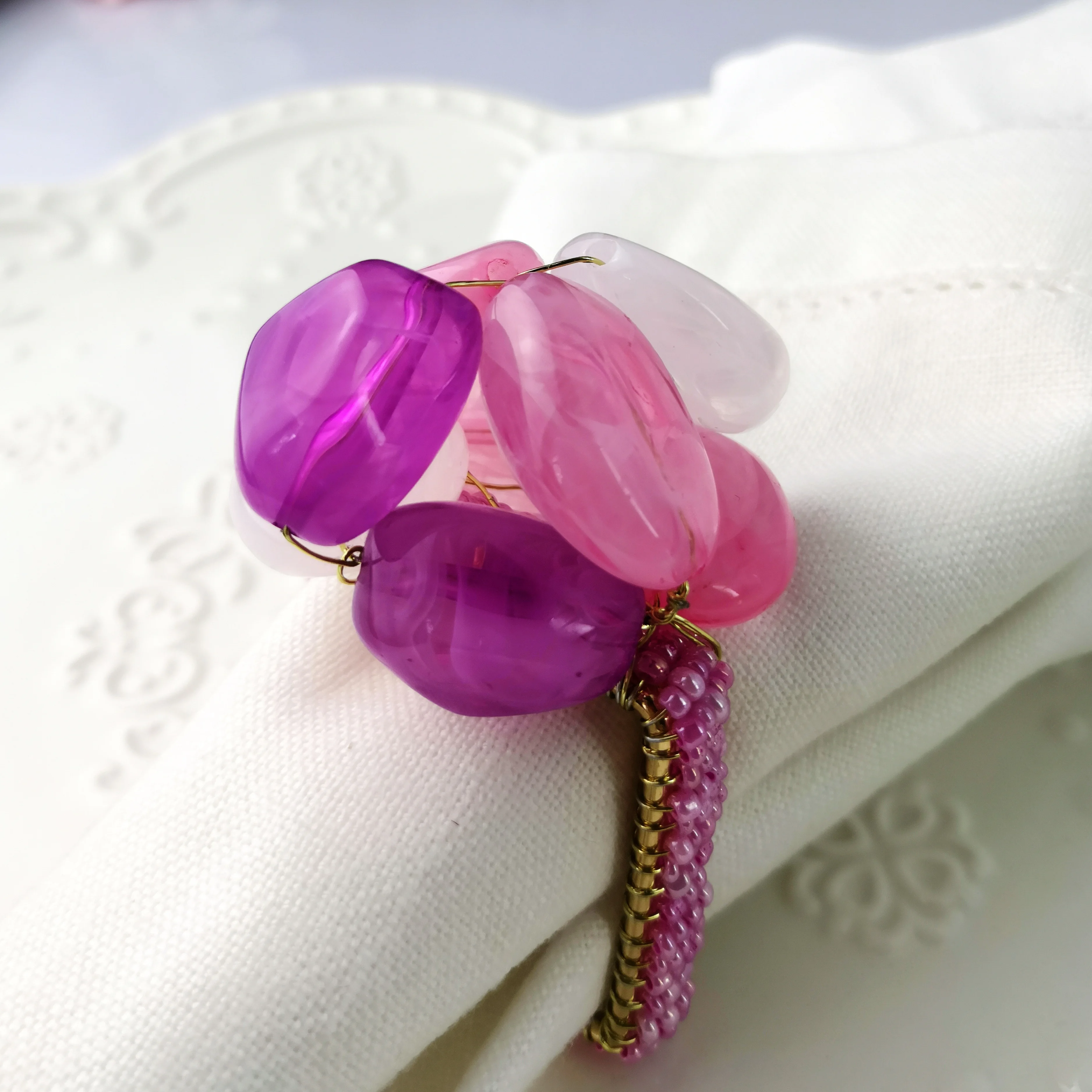 acrylic stone wedding decoration colorful napkin ring