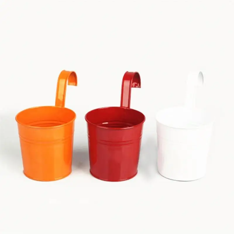 
Pastoral Balcony Pots Planters Wall Hanging Metal Bucket Flower Holder for Garden Decoration Supplies 