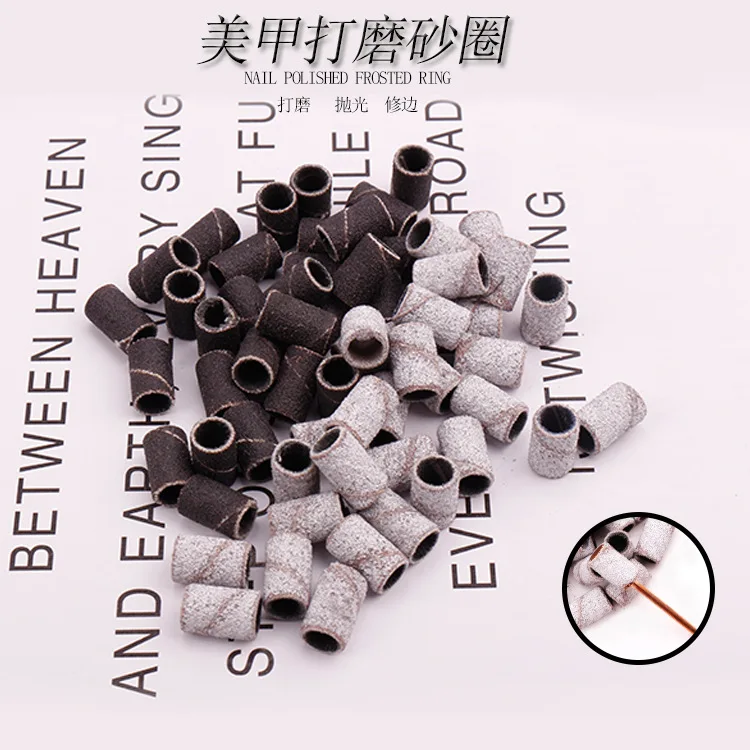 100 pcs Machine Nail Drill Bits Zebra Sanding Bands Black & White Manicure Gel Polish Remover Replacement Tools Cutter