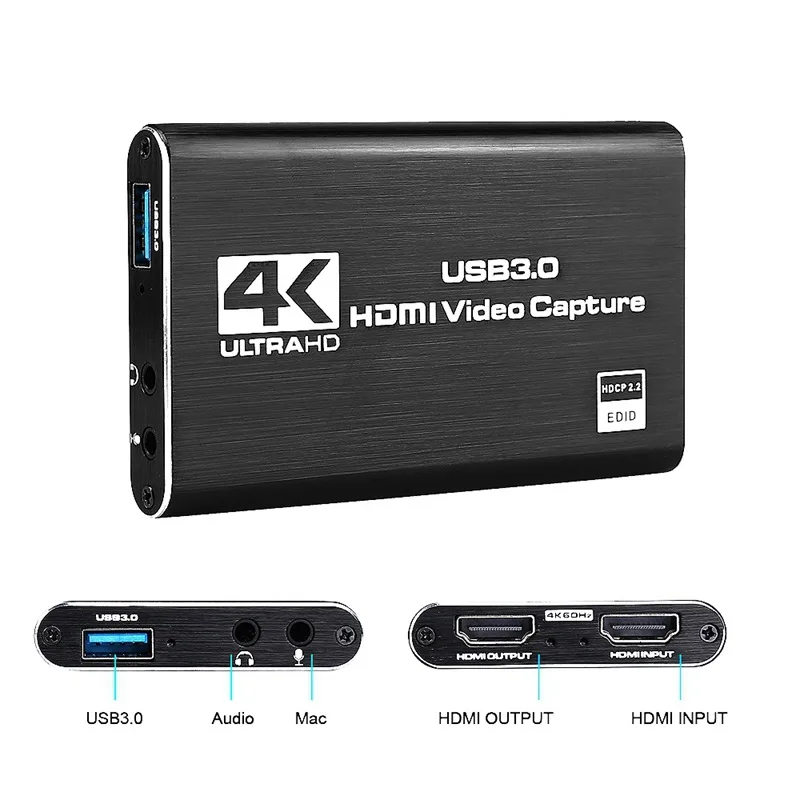 Supply 4K Video Capture USB 3.0 Video Grabber Record Box for PS4 HDTV Game CamcorderCamera Recording Live Streaming