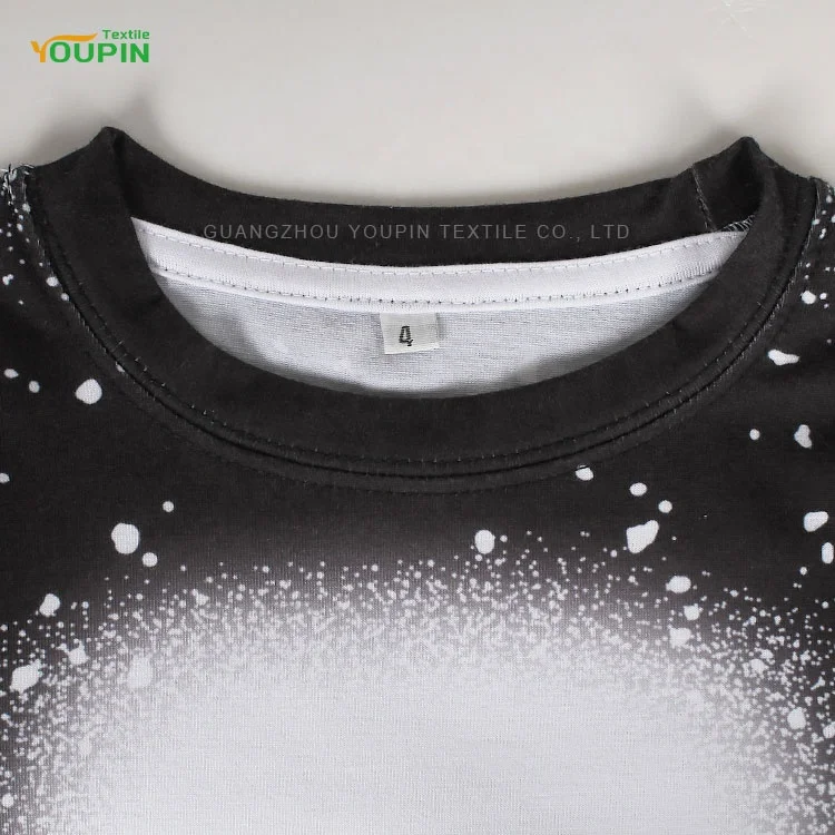 Youpin Wholesale Custom Printed Black Bleached Shirts Sublimation Polyester Cotton Feeling Unisex Children T-shirts