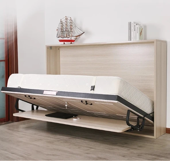 Murphy bed household small apartment one meter two retractable folding bed single bedroom hidden bed with wardrobe integrated