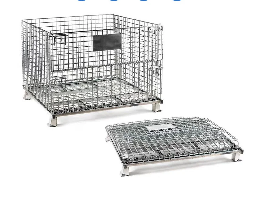 Metal folding steel wire mesh containers cages with top lid