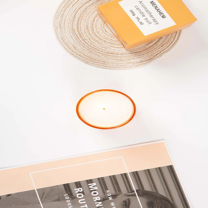 Orange Aromatherapy Candle Cup Large Scented Candle Soy Wax Home Smokeless Fragrance Hotel Essential Oil Candle with Hand Gift