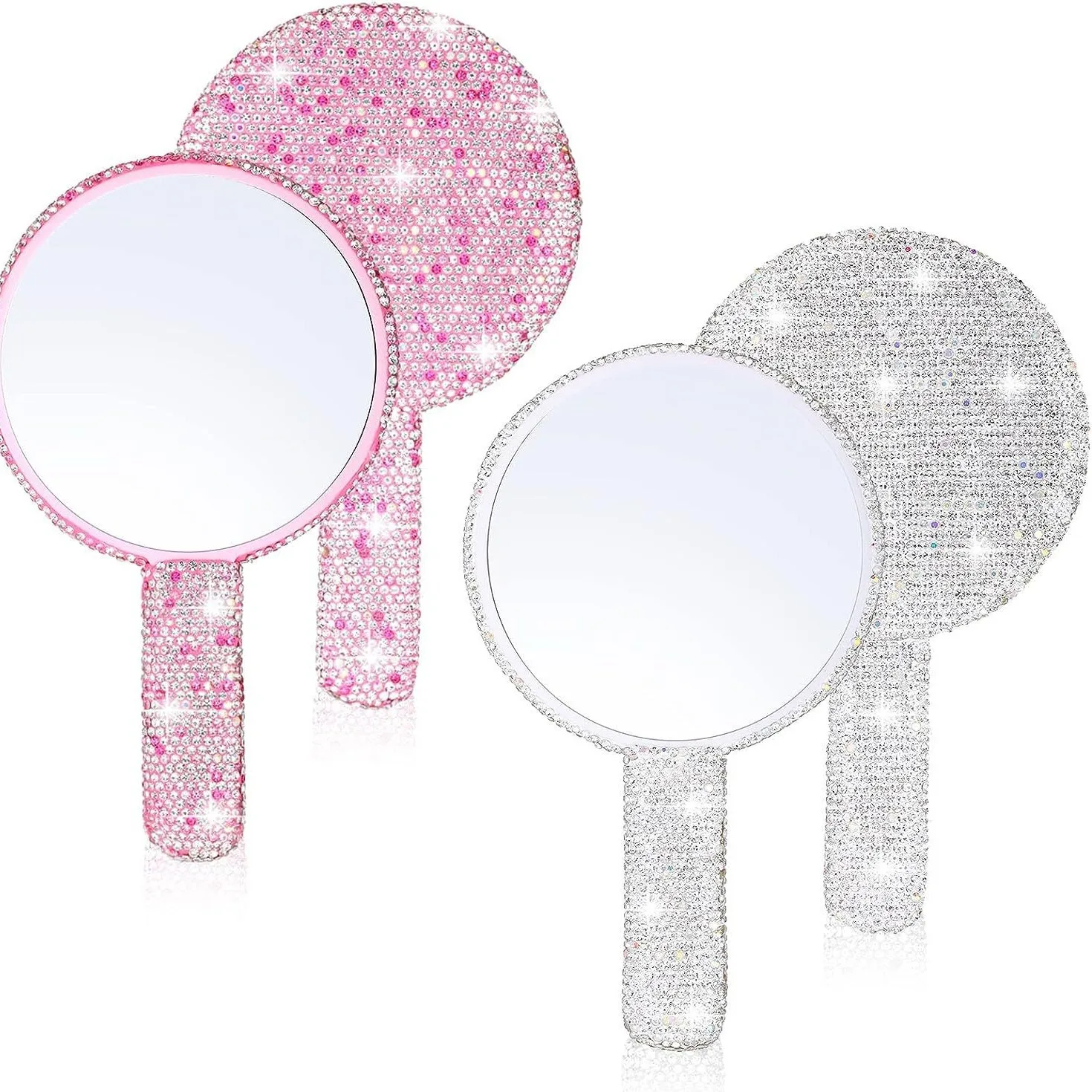 Hot Sale Square Handheld Mirror Cosmetic Makeup Mirror Hand Square Diamond Portable Heart-shaped Luxury Mirrors
