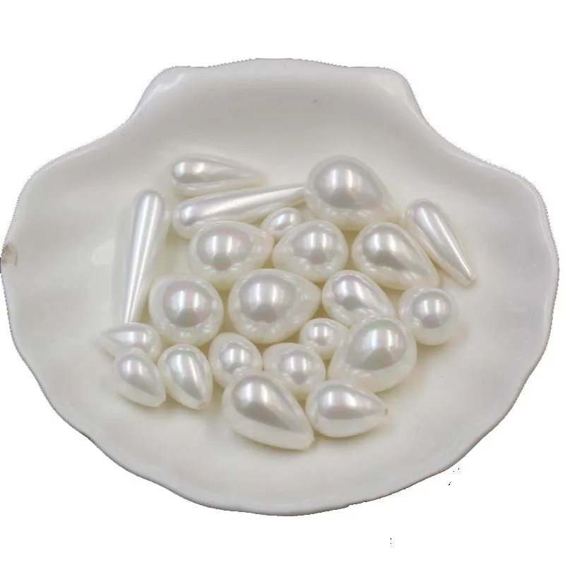 Imitation Natural Water Drop Half Hole Shell Beads Loose Beads Colorful White Shell Pearl Earrings Pendant Hairpin Diy Jewelry