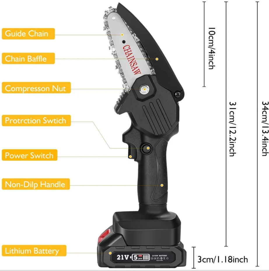 Best selling one-handed rechargeable chainsaw mini pruning saw 550w chainsaw wood chainsaw cordless and brushless