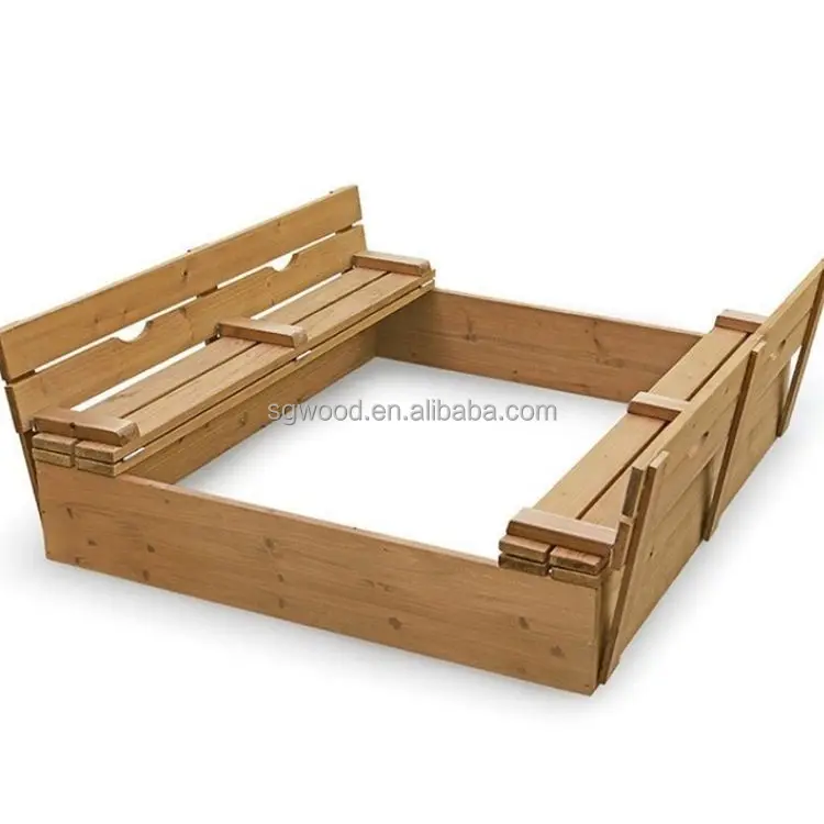 Wholesale Outdoor Garden Decoration Private Wooden 2 kids 1 Sandpit Wooden Sandbox