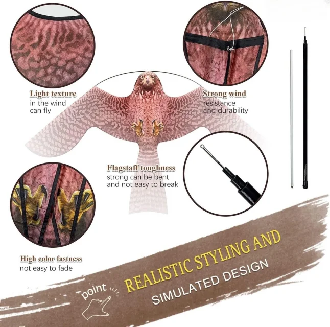 Chinese Manufacturer Supply Farmland Flying Reflective Eyes Bird Repelling Eagle Bird Scarer Hawk Kite