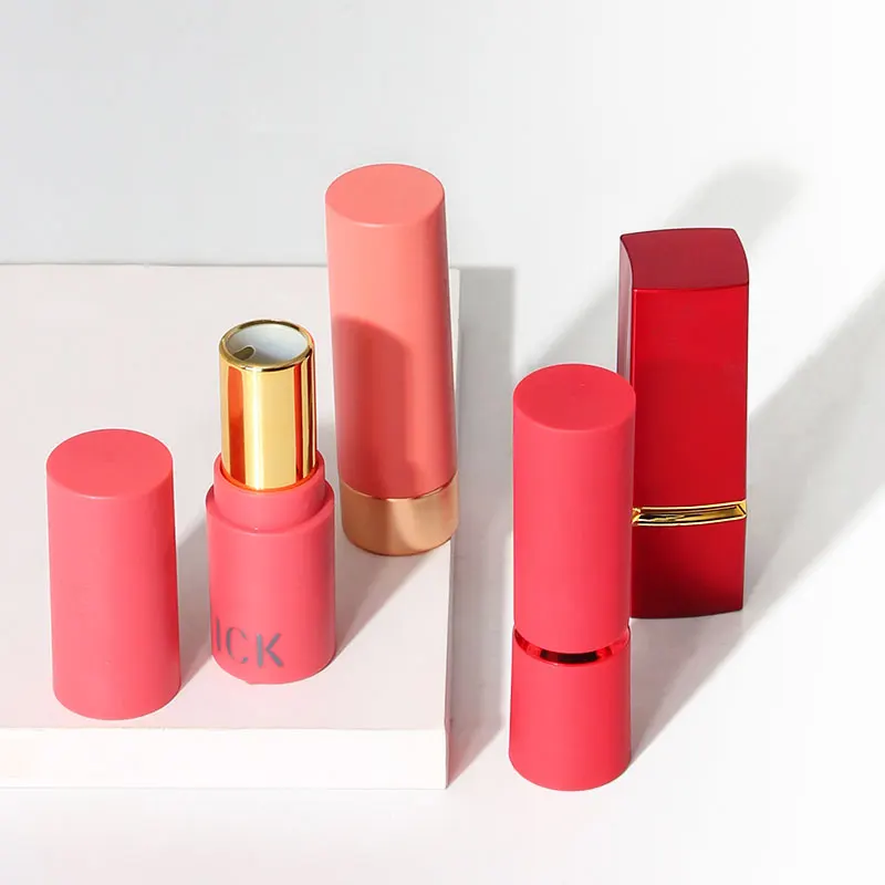 2022 New Luxury Aluminum Magnetic Empty Lipstick Container Custom Volume Gold Square Metal Magnetic Lip Balm