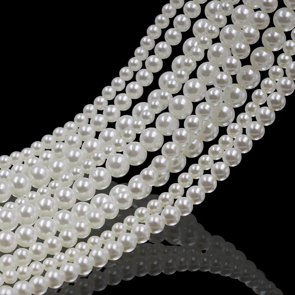 7/8/10mm Glass Round Ivory Pearl Beads Imitation Loose Pearl Beads Glass Pearl Beads for Jewelry Making Decoration