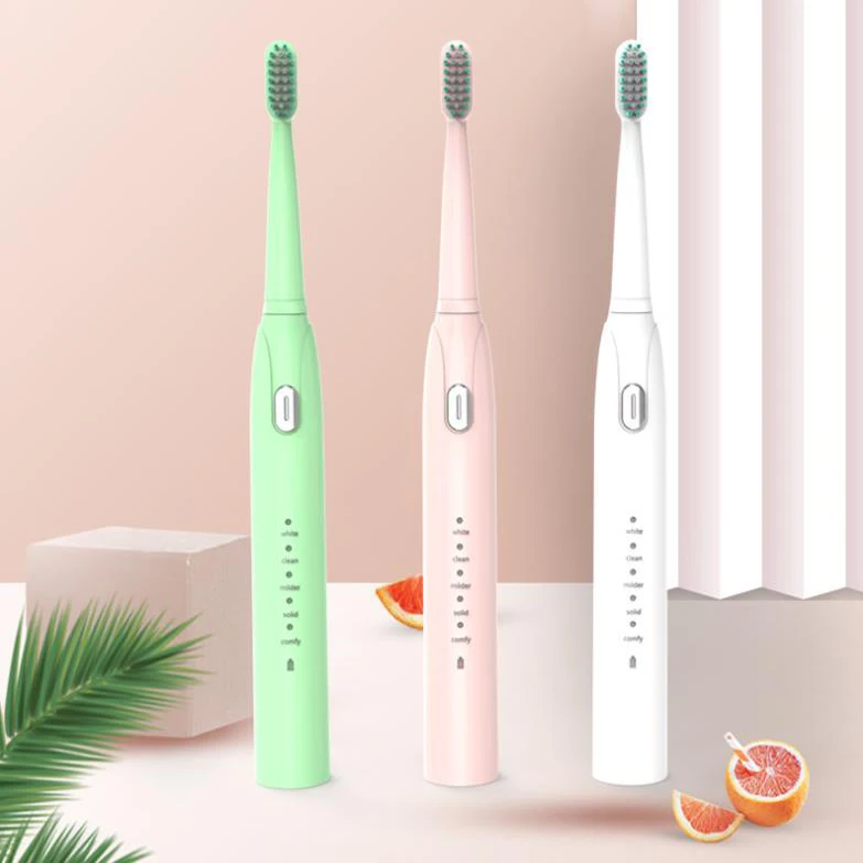 
CVB-914 Electronic Automatic Toothbrush Waterproof Rechargeable Adult Electric Toothbrush Pink Soft White USB 