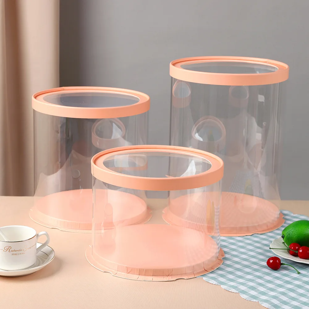 Round cake box 6 Inch 8 Inch 10 Inch Single Layer Double Layer Heightening Transparent Cake Box Gift Box Baking Packaging