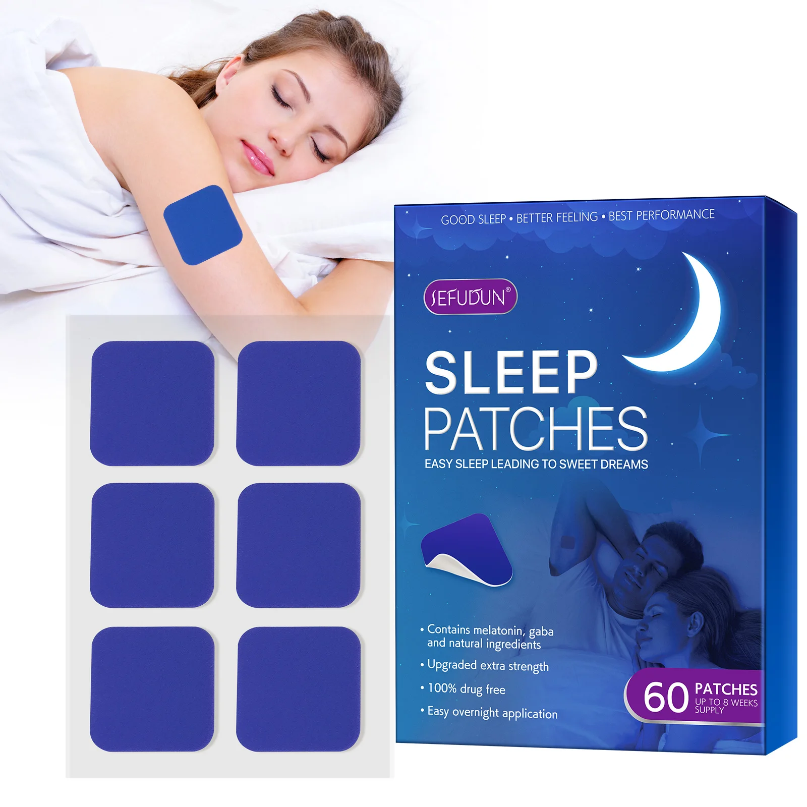 SEFUDUN Sleep Patch Melatonin Improves Sleep Quality Promoting Aid Insomnia Stickers Stress Relief Melatonin Sleep Patches