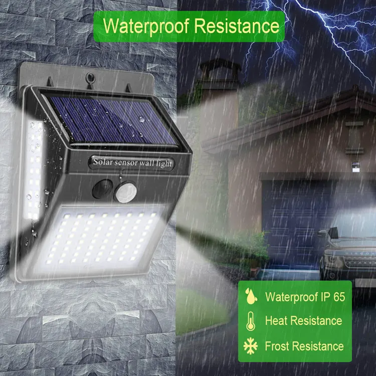 
100 LED 140 LED Wide Angle Solar Power Wall Lamp Waterproof Motion Sensor Garden Solar Light Outdoor 