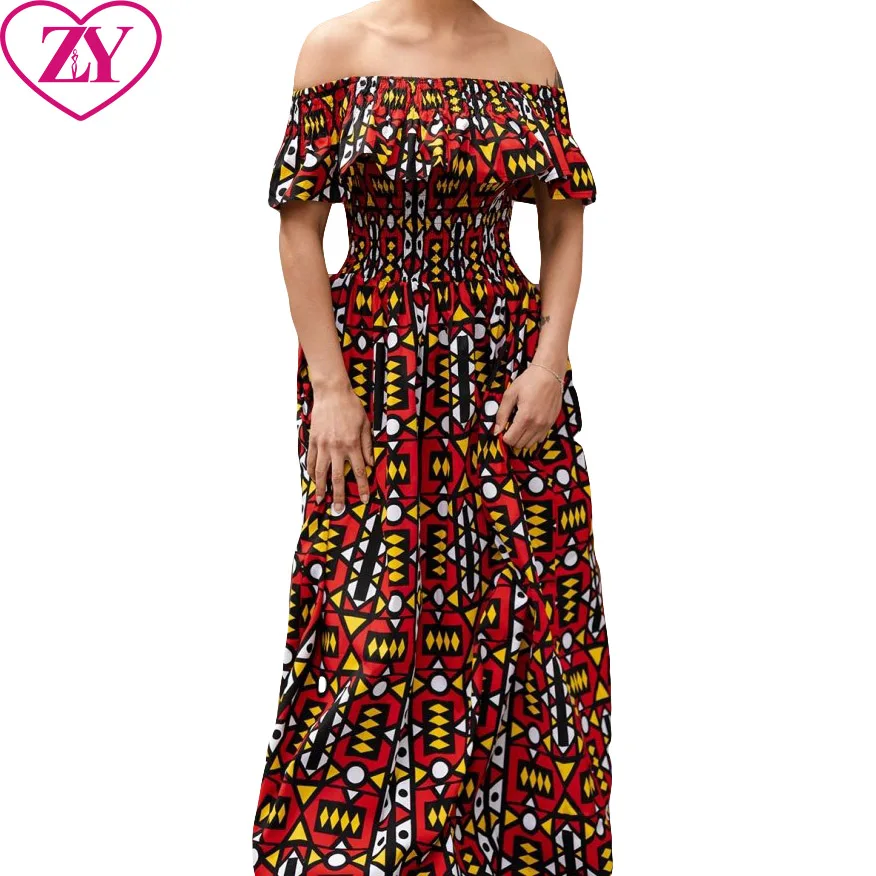 New Design African Print High Waist Long Cotton Clothing Plus Size Dresses For Women