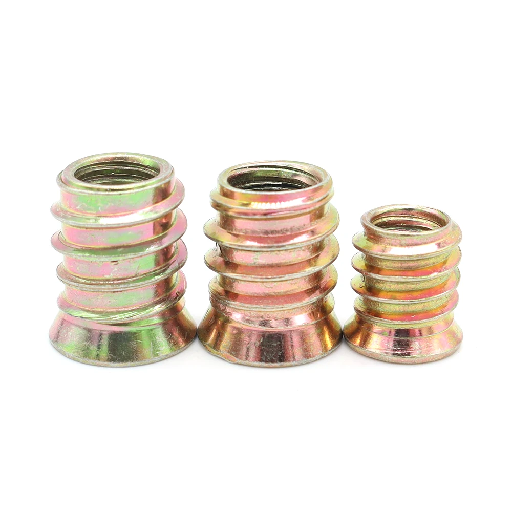 Furniture Wood Insert Nut Alloy Steel Yellow Zinc-Plated Thread Coupling and Bolt M8 for Wooden Products