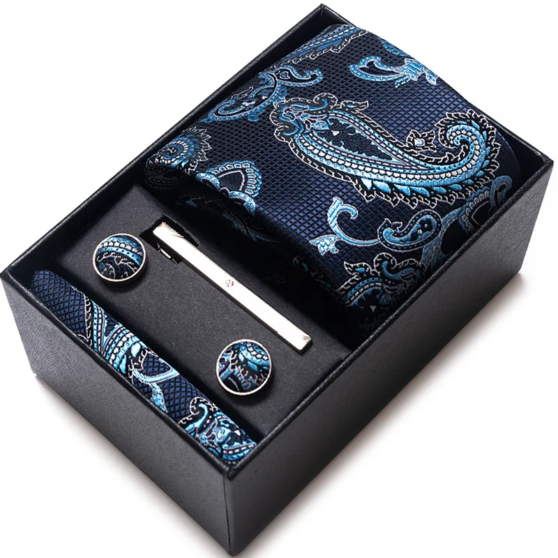 High Grade Silk Tie Handkerchief Male Suit Accessories Men Solid Fit Wedding Gift Business Holiday Necktie Set