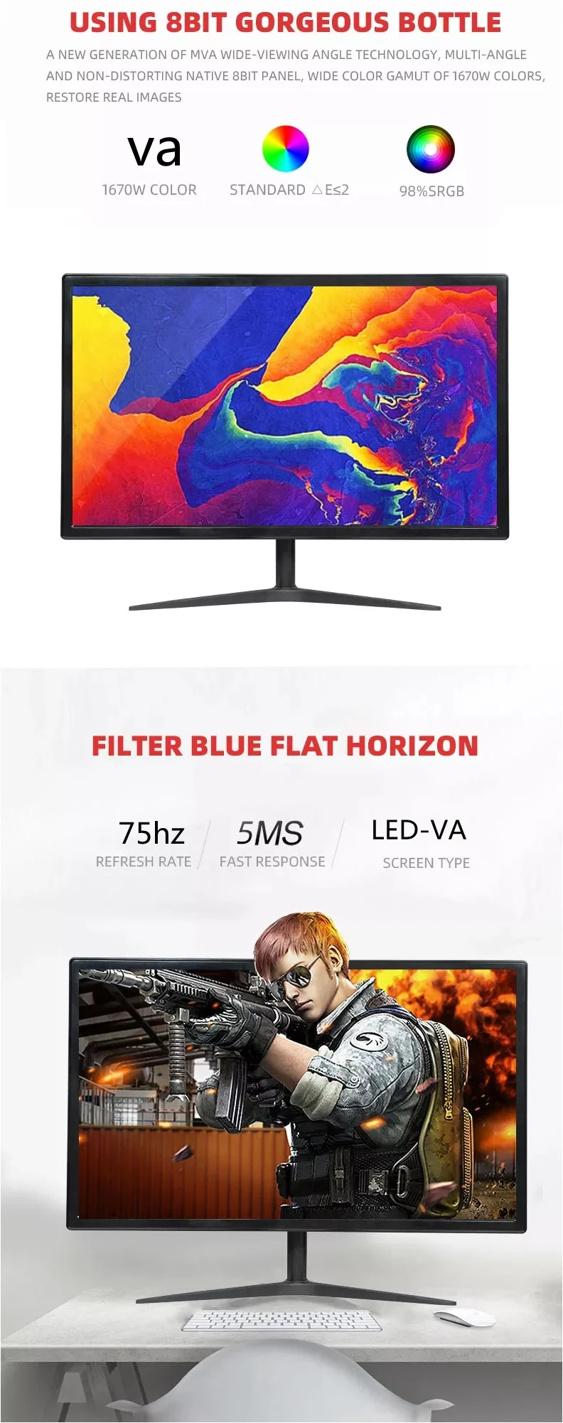 19 дюймов 1440*900 75 Гц MVA LCD светодиодный офис игровые мониторы компьютерный монитор ПК